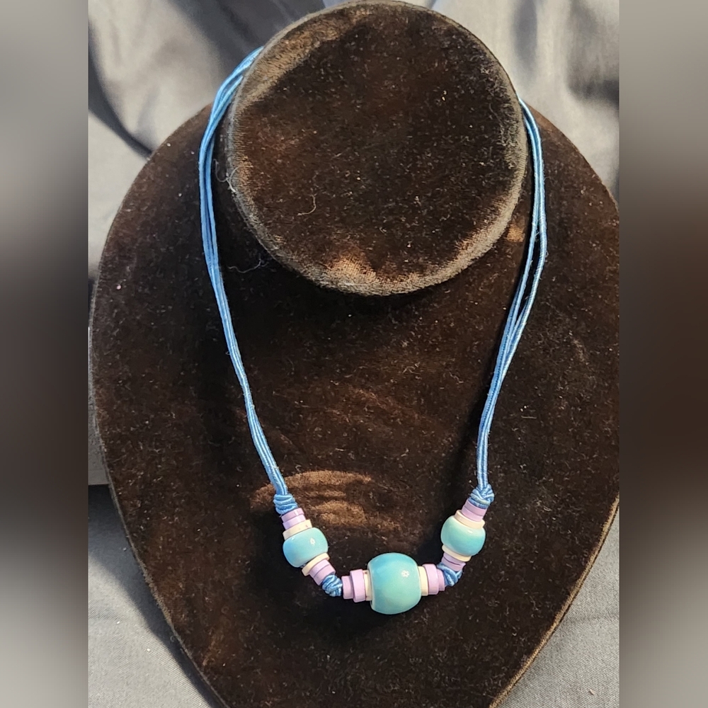 Chic Blue and Purple Beaded Necklace